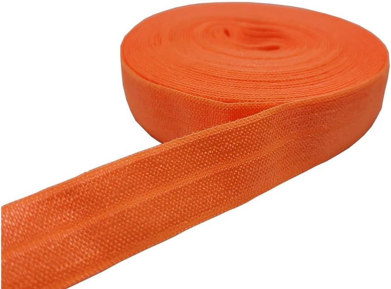 FAYADA Fold Over Elastic,5/8" Foldover FOE Trim Elastic Ribbon,Stretch FOE Band for Hair Ties Headbands Sewing Craft -5 Yards (Neon Orange) - Image 2